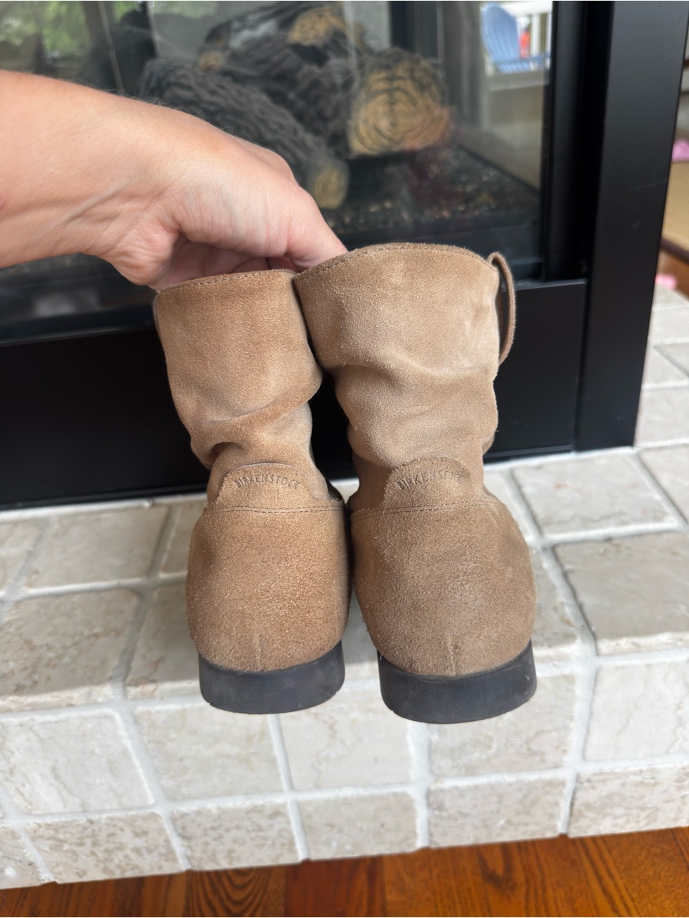 Birkenstock Sarnia Taupe Suede Slouchy Ankle Boots Size 40 US 9-9.5 - Picture 3 of 5